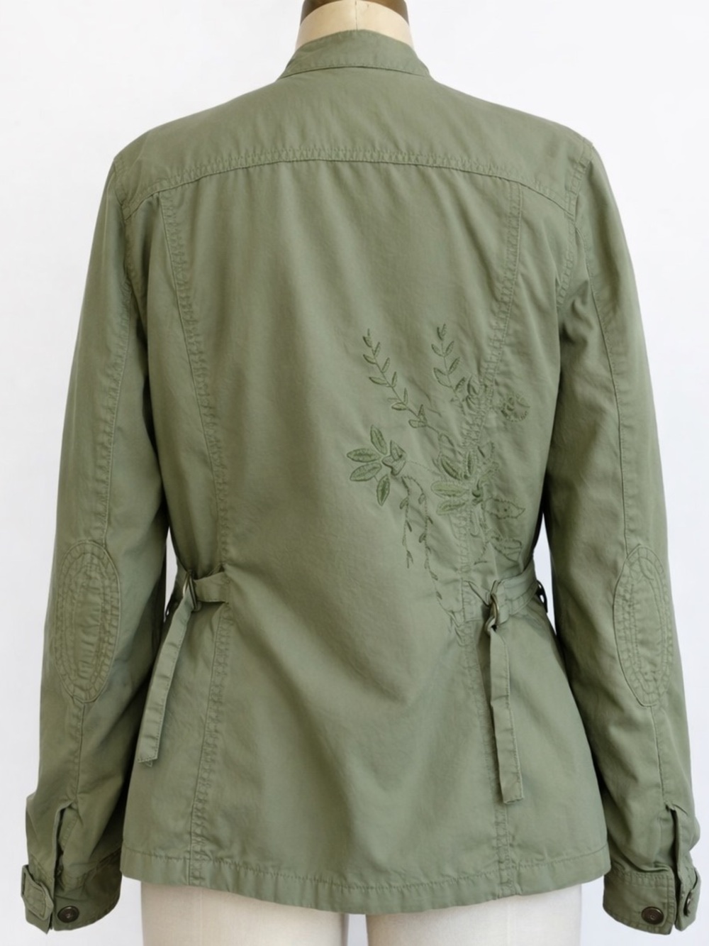 Earl Jean Embellished Military Jacket/ Shirt Green Khaki Large Women’s Utility